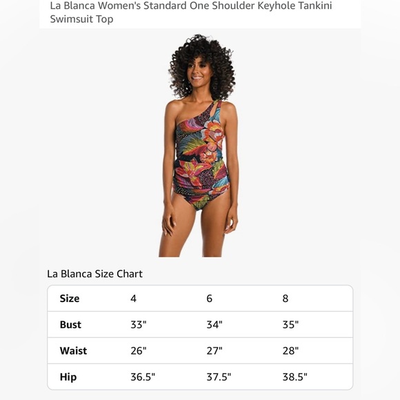 La Blanca Women's Standard One Shoulder Key Tankini Swimsuit Top Sunlit Soiree - Picture 4 of 8